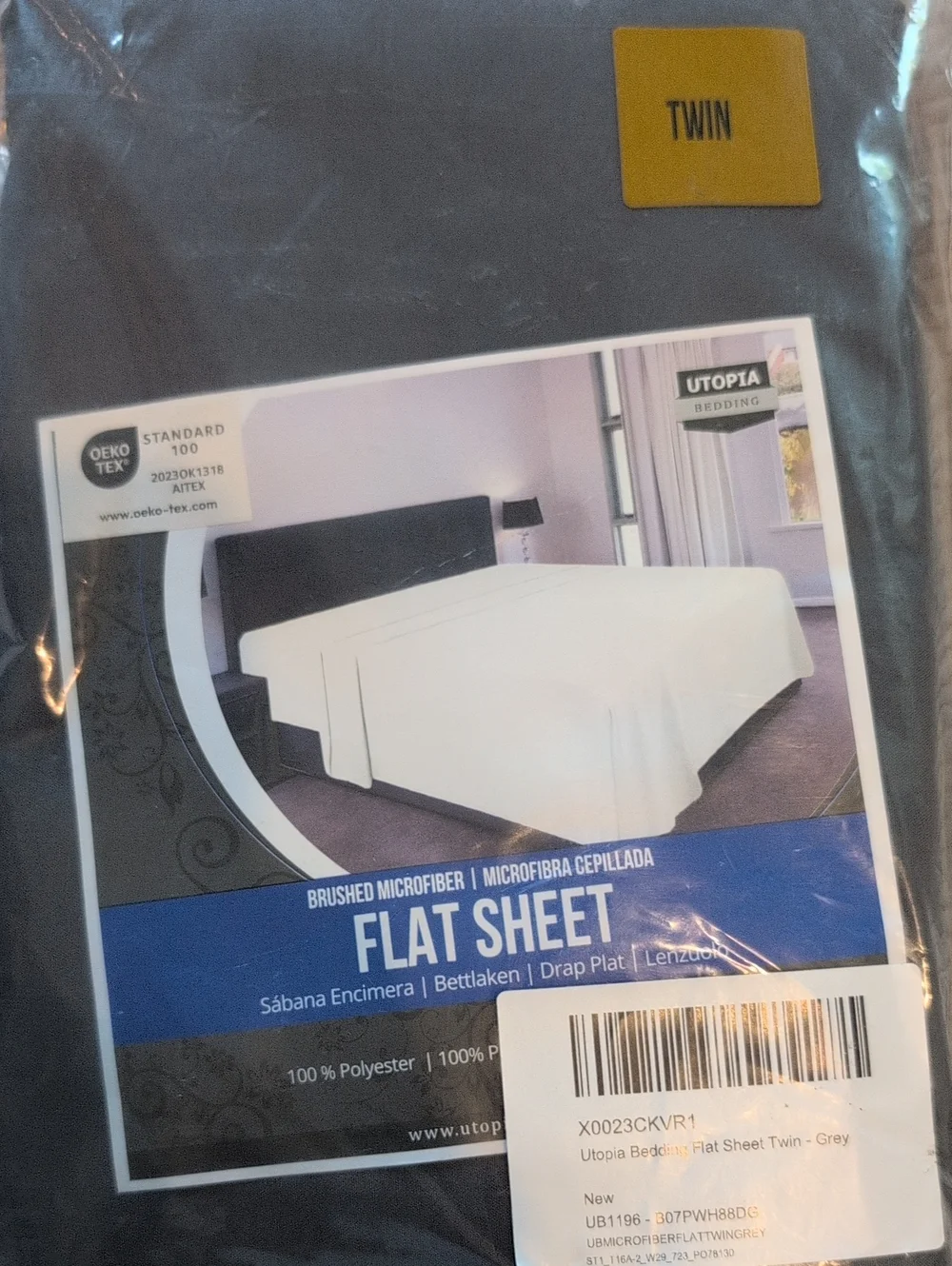 Utopia Bedding Twin Flat Sheet — Grey Brushed Microfiber